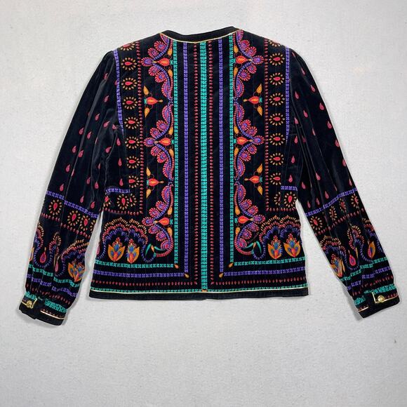 Saxton Hall Jacket Women 8 Velvet Black Embroidered Japan‎ Boho Kodachcore - Picture 10 of 11